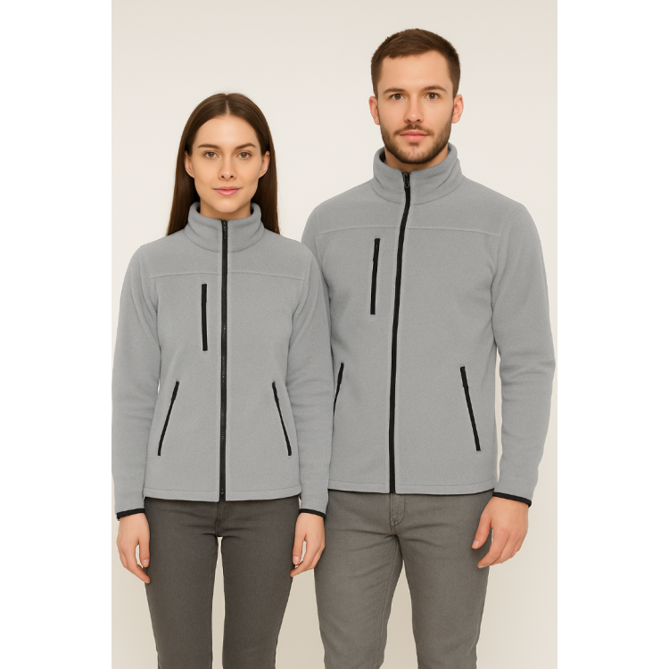Fermuarlı Polar Gri Unisex
