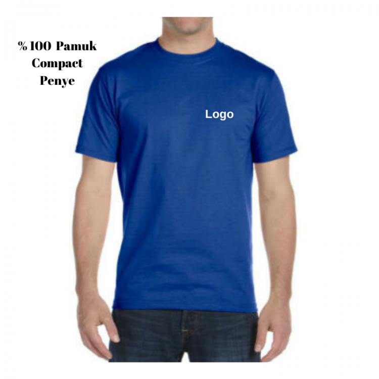 Bisiklet Yaka Tişört Mavi Unisex Bisiklet Yaka Tişört Mavi Unisex