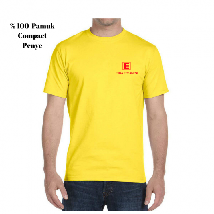 Eczacı Sıfır Yaka T-shirt Sarı