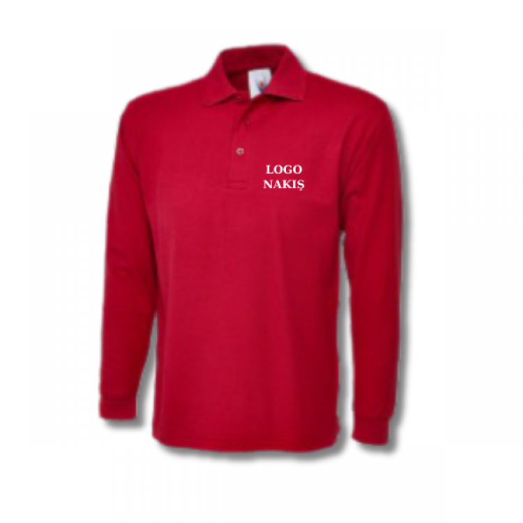 Polo Yaka Uzun Kollu Tişört Kırmızı Polo Yaka Uzun Kollu Tişört Kırmızı