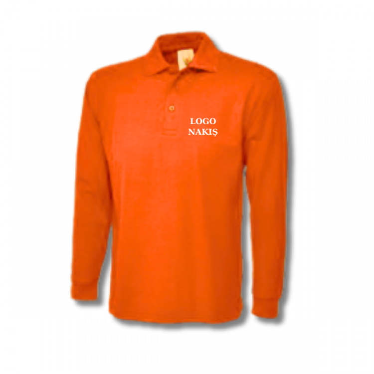 Polo Yaka Uzun Kollu Tişört Turuncu Polo Yaka Uzun Kollu Tişört Turuncu