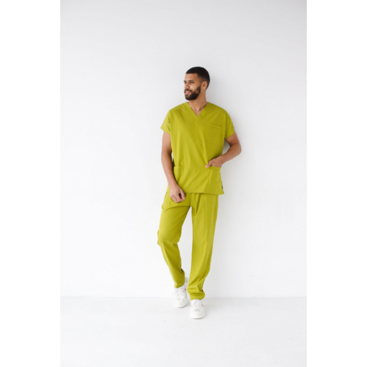 Erkek Likralı Yarasa Kol Hemşire Doktor Takım Ceviz Yeşili
