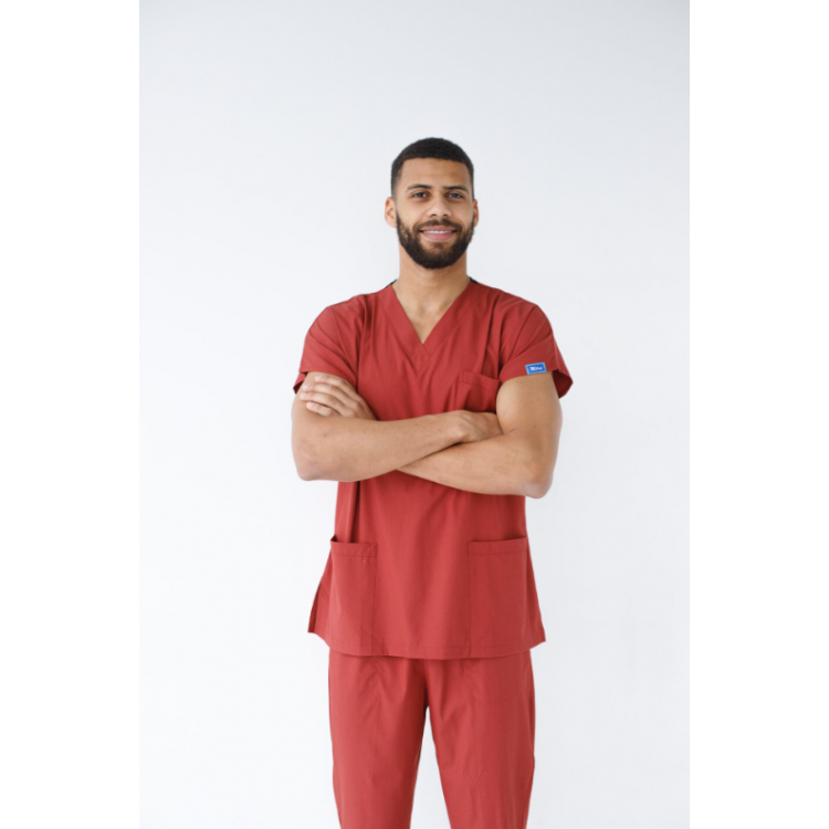 Erkek Likralı Yarasa Kol Hemşire Doktor Takım Kiremit