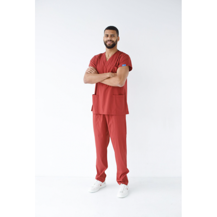 Erkek Likralı Yarasa Kol Hemşire Doktor Takım Kiremit