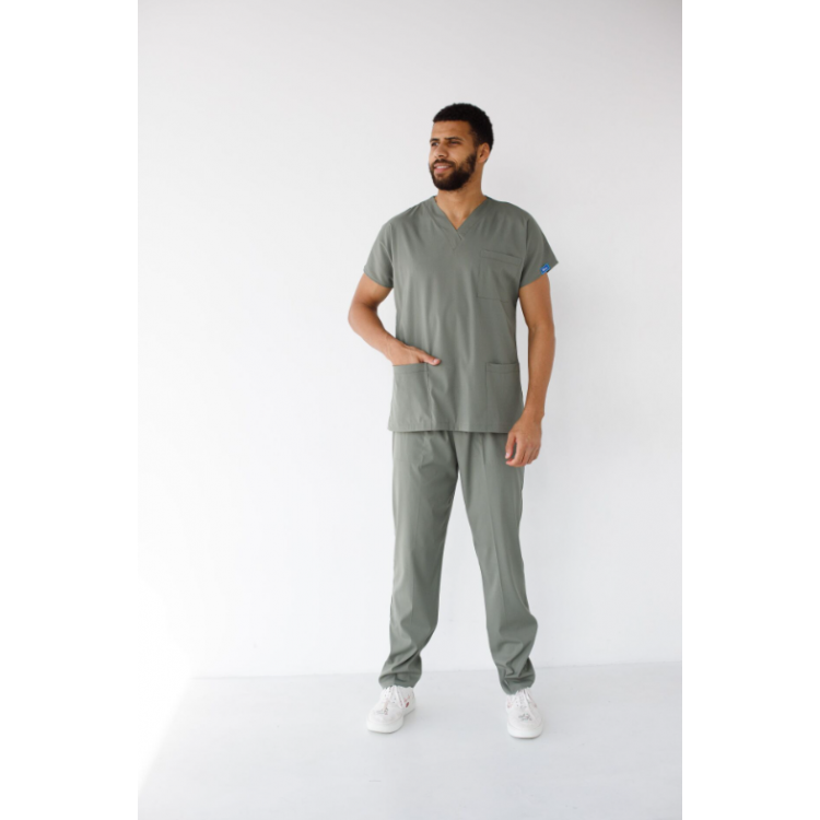 Erkek Likralı Yarasa Kol Hemşire Doktor Takım Küf Yeşili