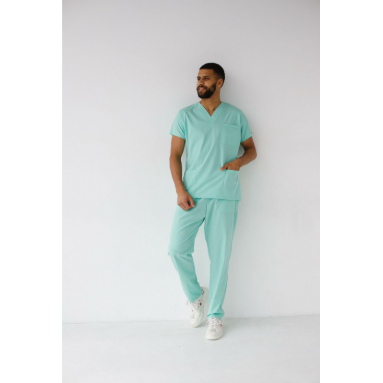 Erkek Likralı Yarasa Kol Hemşire Doktor Takım Mint Yeşili