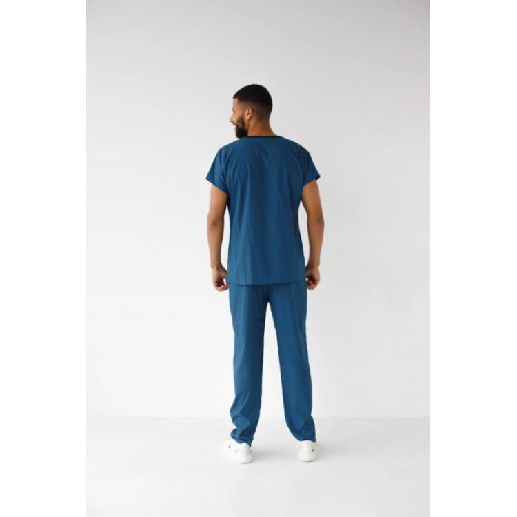 Erkek Likralı Hemşire Doktor Takım Petrol Mavi