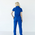 Fermuarlı Likralı Hemşire Forması Saks Mavi