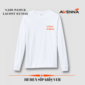 Bisiklet Yaka Uzun Kollu Tişört Beyaz Bisiklet Yaka Uzun Kollu Tişört Beyaz