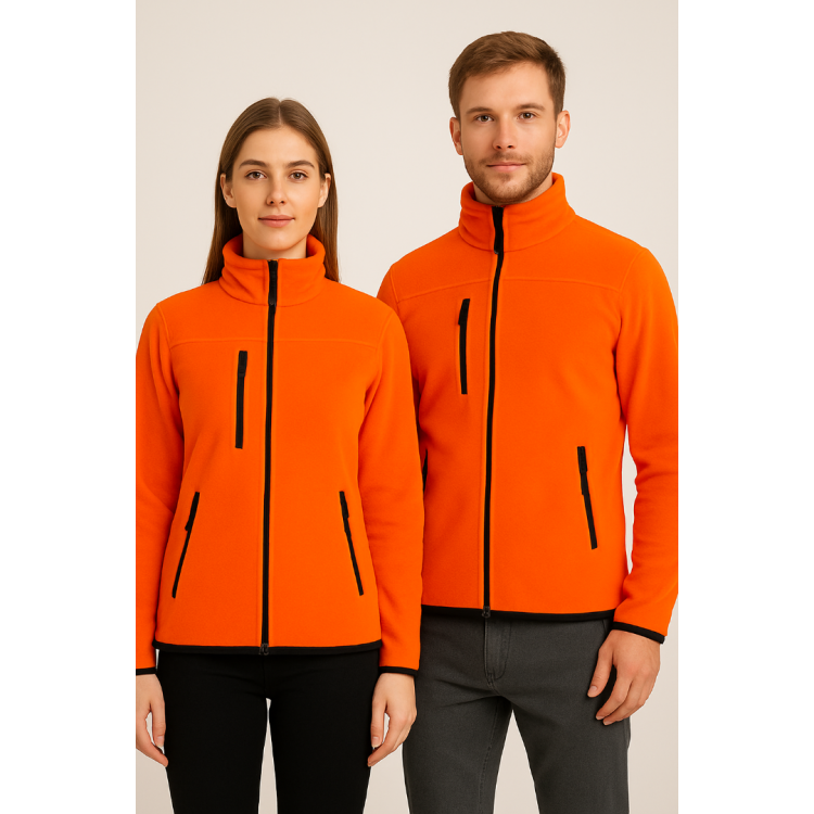 Fermuarlı Polar Turuncu Unisex